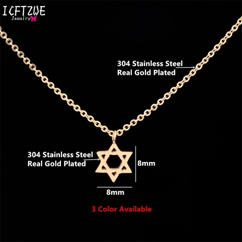 Pentagram Necklaces Pendants Stainless Steel  Chain Star Of David Choker Necklace For Women Jewish Jewelry Collares