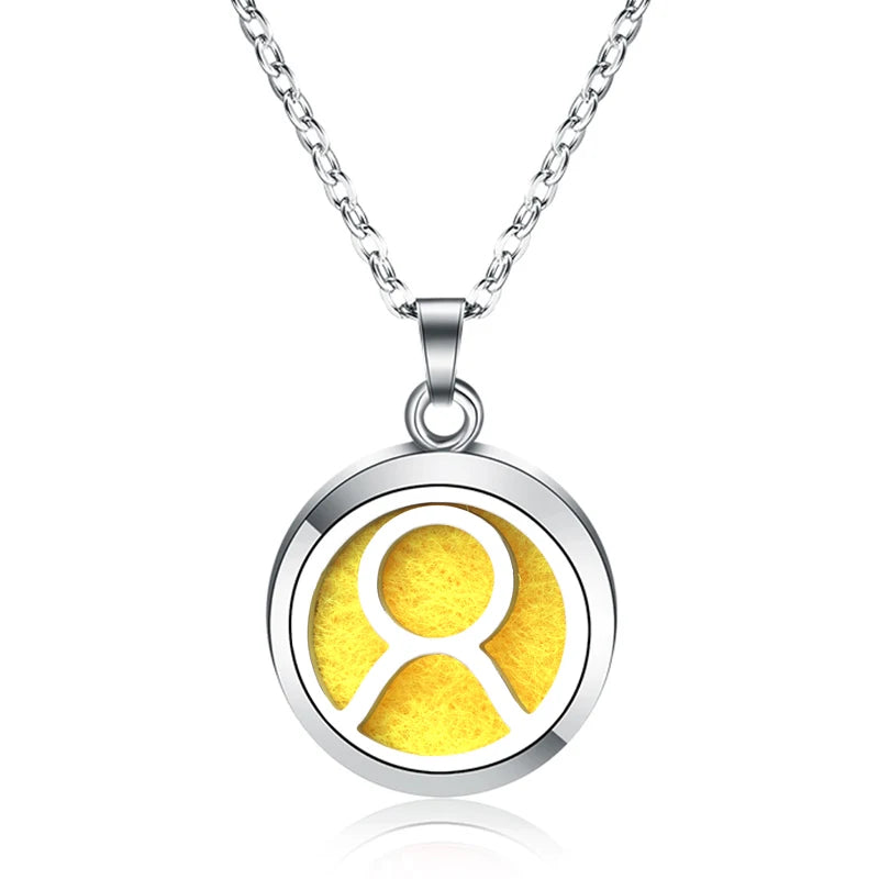 New 12 Constellations Aroma Necklace Stainless Steel Magnetic Pendant Aromatherapy Essential Oil Diffuser Perfume Locket Jewelry