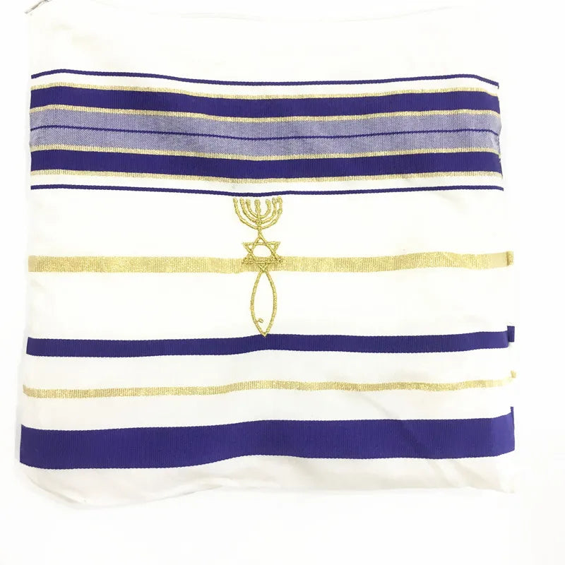JKRISING Messianic Jewish Tallit Blue and Gold Prayer Shawl Talit and Talis Bag Prayer scarfs