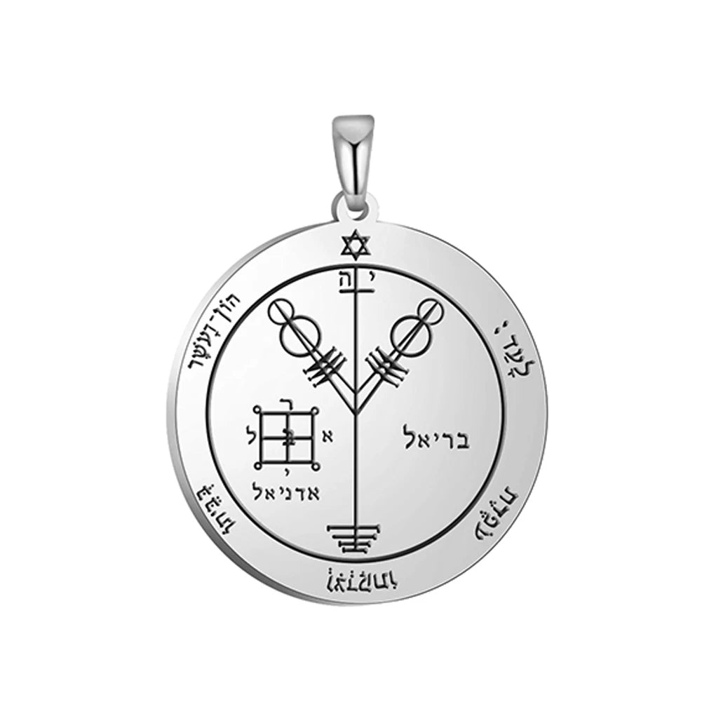Key of Solomon Pendant for Necklace Stainless Steel Jewelry Amulet Mystical Moon Saturn Jupiter Sun Venus Mars Mercury Charms
