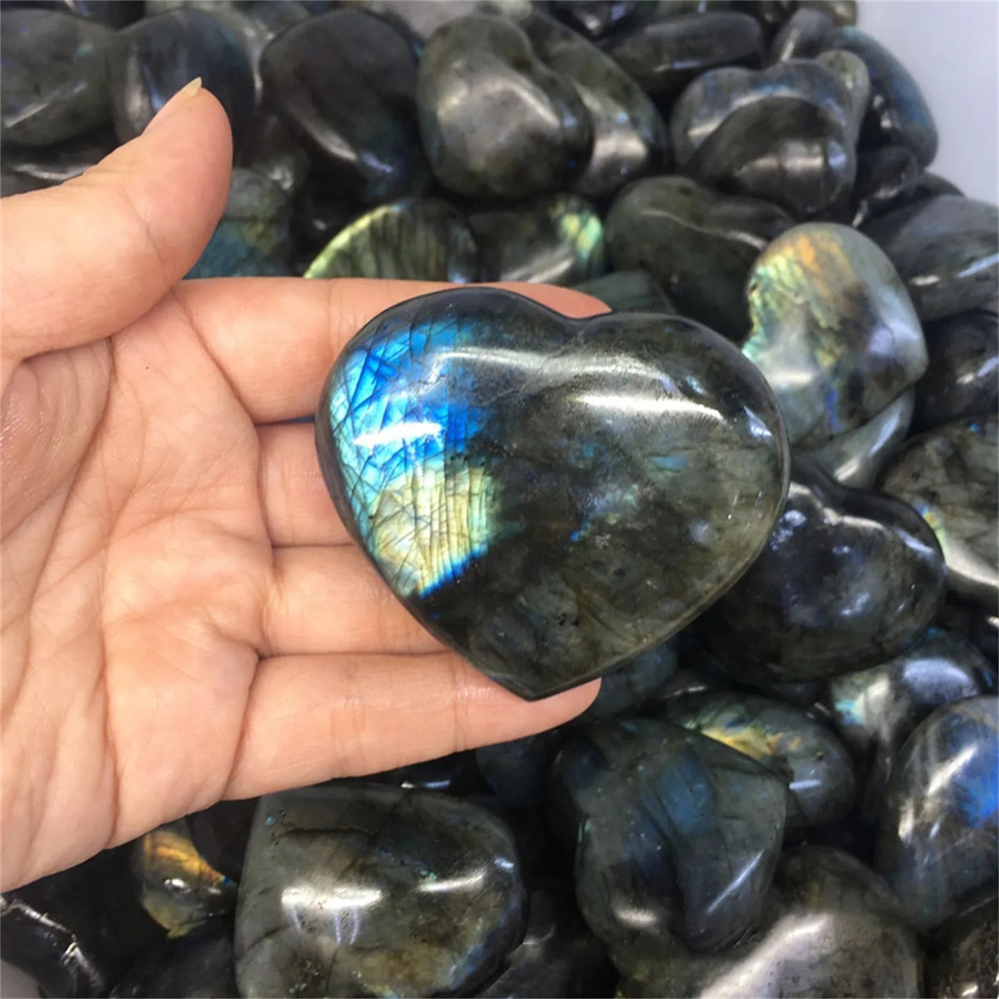 Natural Moonstone Crystal Labradorite Palm Stones Healing Quartz Gemstone Worry Stone Heart Shape For Jewllery Making Камни#10