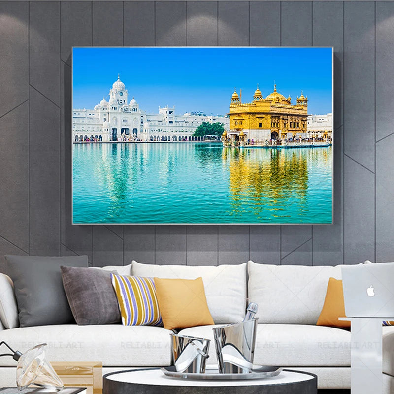 Sikhism Canvas Painting Golden Temple Amritsar Posters Wall Art Hindu Religion Holy Land Pictures for Living Room Decor Unframed