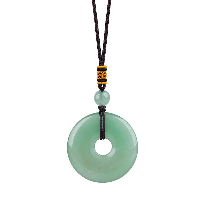 Reiki Healing Crystal Circle Donut Necklace Natural Amethyst Stone Amulet Lucky Coin Pendent Necklace Jewellry Gift Dropshipping