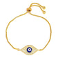 Juya Handmade Copper Adjustable Chains Micro Pave Zircon Enamel Greek Evil Eye Of Fatima Hamsa Hand Bracelets For Women Men