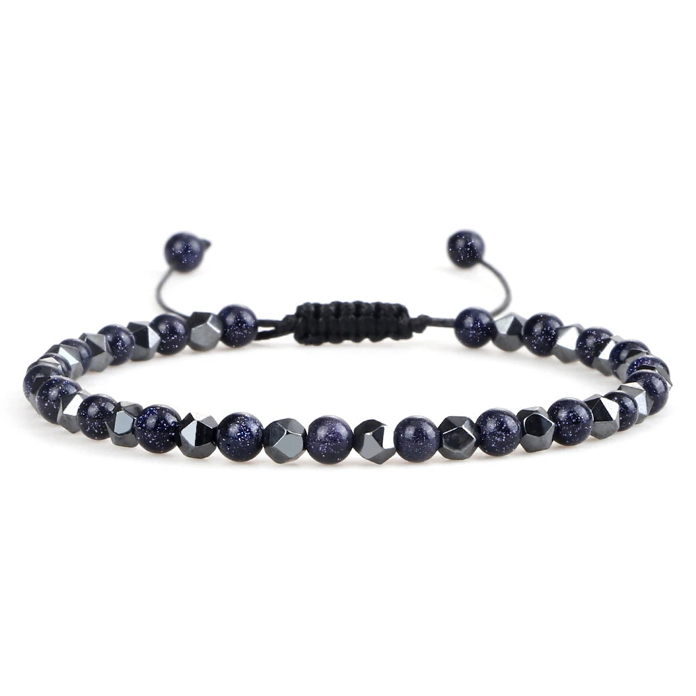 Adjustable Mini Natural Stone Lava Tiger Eye Beaded Bracelets & Bangle for Women Men Chakra Beads Braided Bracelet Charm Jewelry