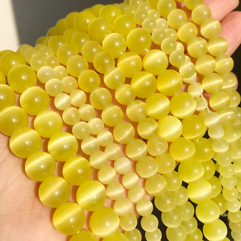 Natural Moon Stone Beads White Cat Eye Round Loose Beads 4/6/8/10/12mm Jewelry Making DIY Bracelet 15" Strand