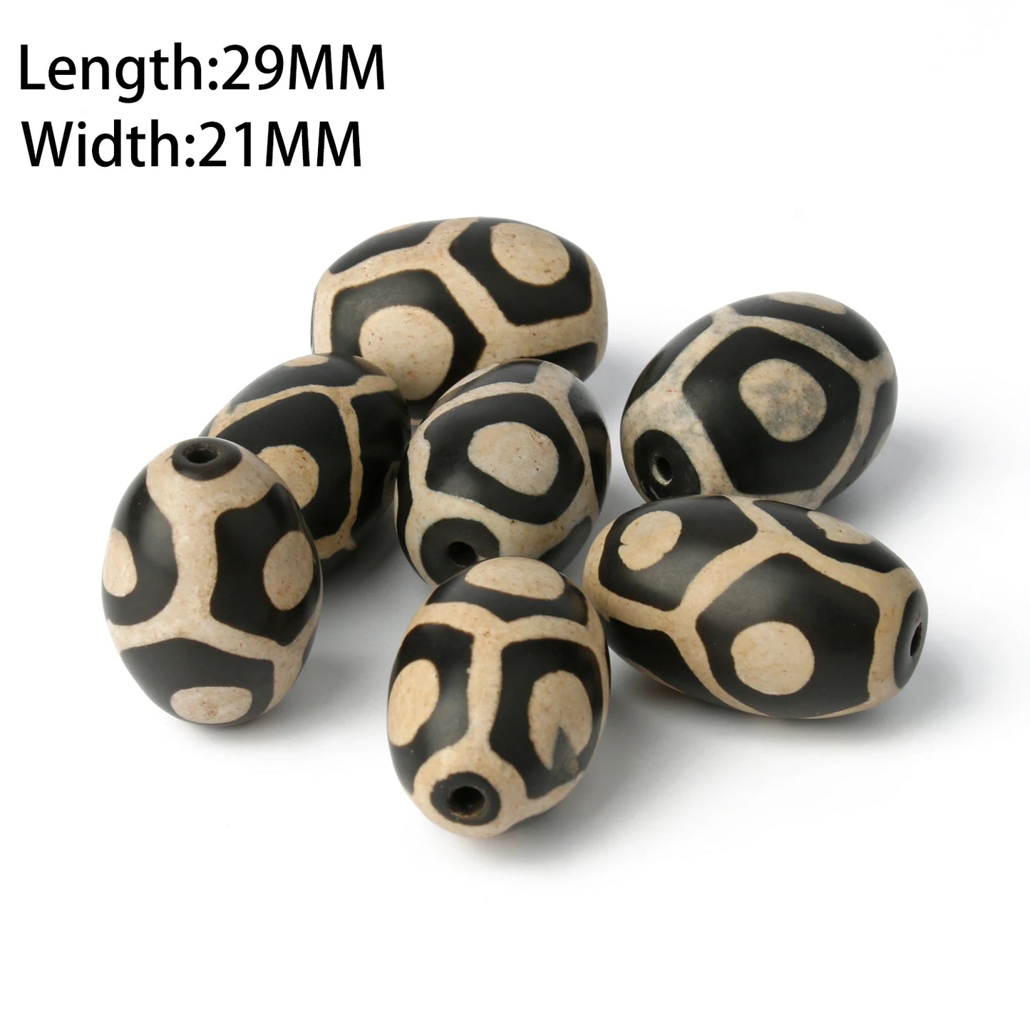 1/2pcs Prayer Mala Tibetan Mystical Dzi 3 Green Eyes Oval Beads DIY Bracelet Necklace Charms Findings For Jewelry Making 8x12mm