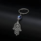 LUCKY EYE Tree Fatima Hamsa Hand Evil Eye Pendant Keychain Silver Color Ring Key Chain Car Keyring for Women Men Jewelry BE29
