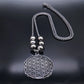 2023 Flower of Life Stainless Steel Mandala Metatron Necklaces Sacred Geometry Long Black Bead Necklace Jewerly flor de la vida
