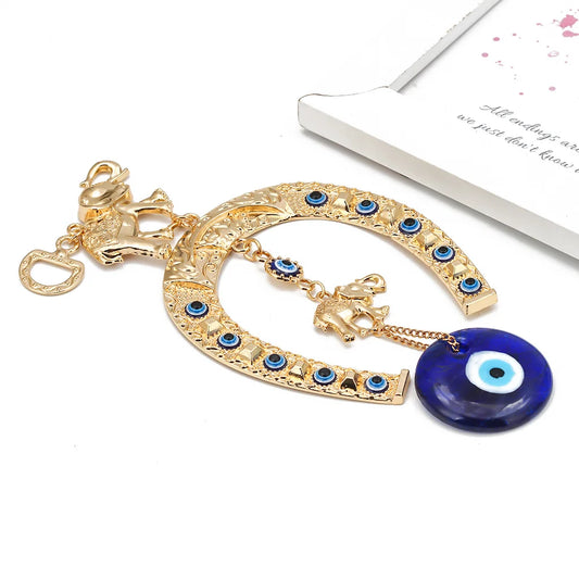 Lucky Eye Evil Eye Islam Quran Hanging Lucky Gold Color Elephant Keychain wall hangings for decoration