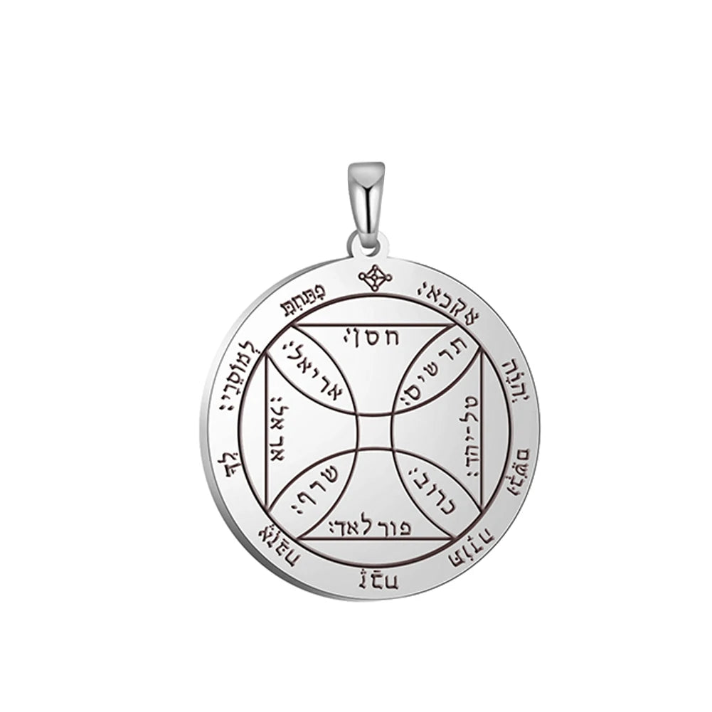 Key of Solomon Pendant for Necklace Stainless Steel Jewelry Amulet Mystical Moon Saturn Jupiter Sun Venus Mars Mercury Charms