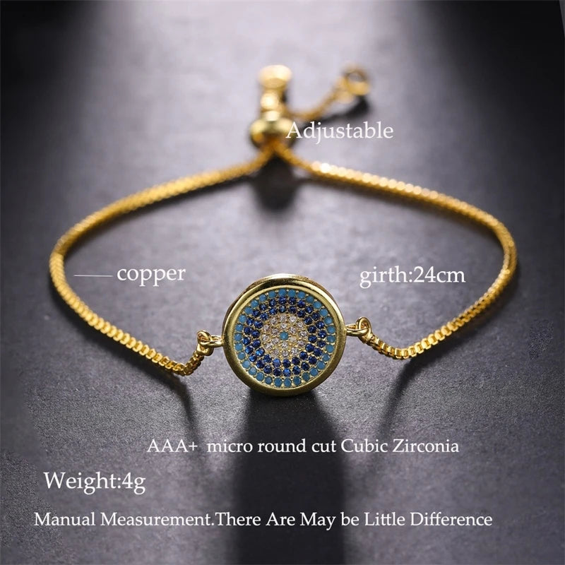 Juya Handmade Copper Adjustable Chains Micro Pave Zircon Enamel Greek Evil Eye Of Fatima Hamsa Hand Bracelets For Women Men