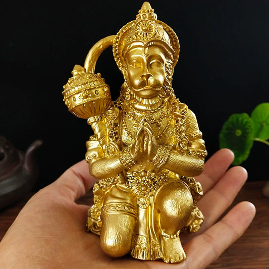 Golden Hanuman Statue Sculpture Big Resin Ornaments Hindu Monkey God Buddha Statues Figurine Home Decoration Lucky Gifts