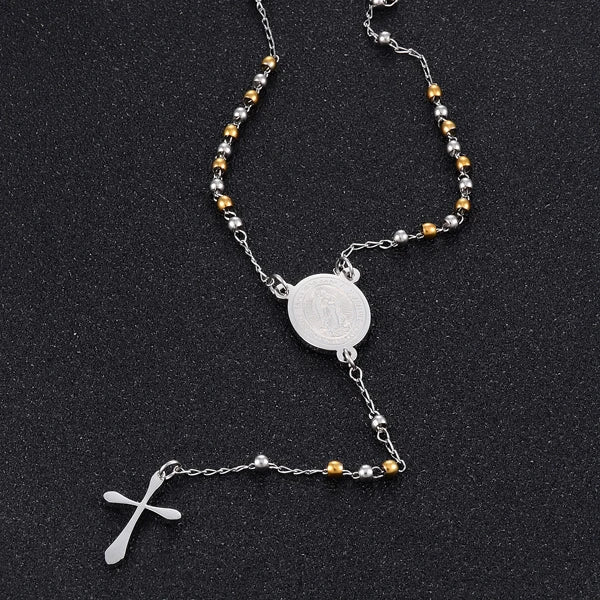New Jesus Stainless Steel Cross Rosary Christian Catholic Religious Chain Characteristic Style Men And Women Jewelry