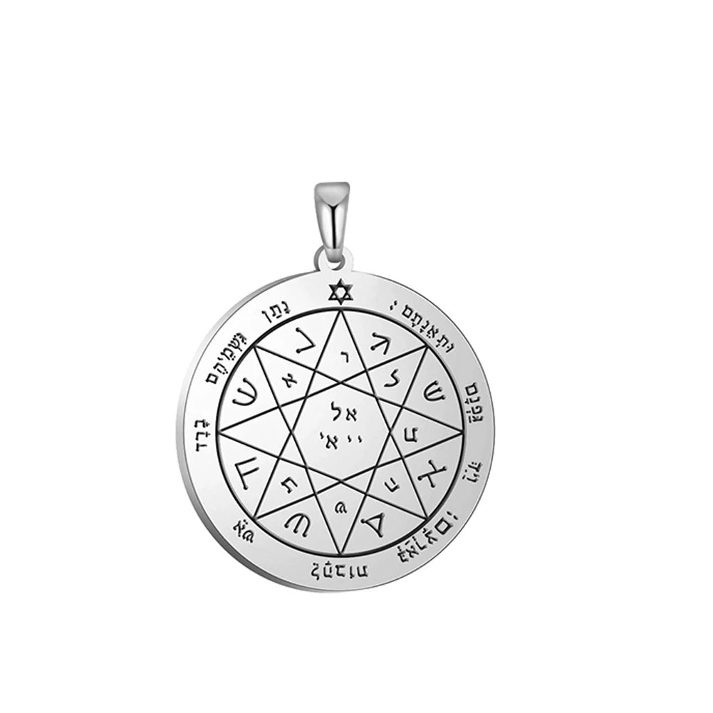 Key of Solomon Pendant for Necklace Stainless Steel Jewelry Amulet Mystical Moon Saturn Jupiter Sun Venus Mars Mercury Charms