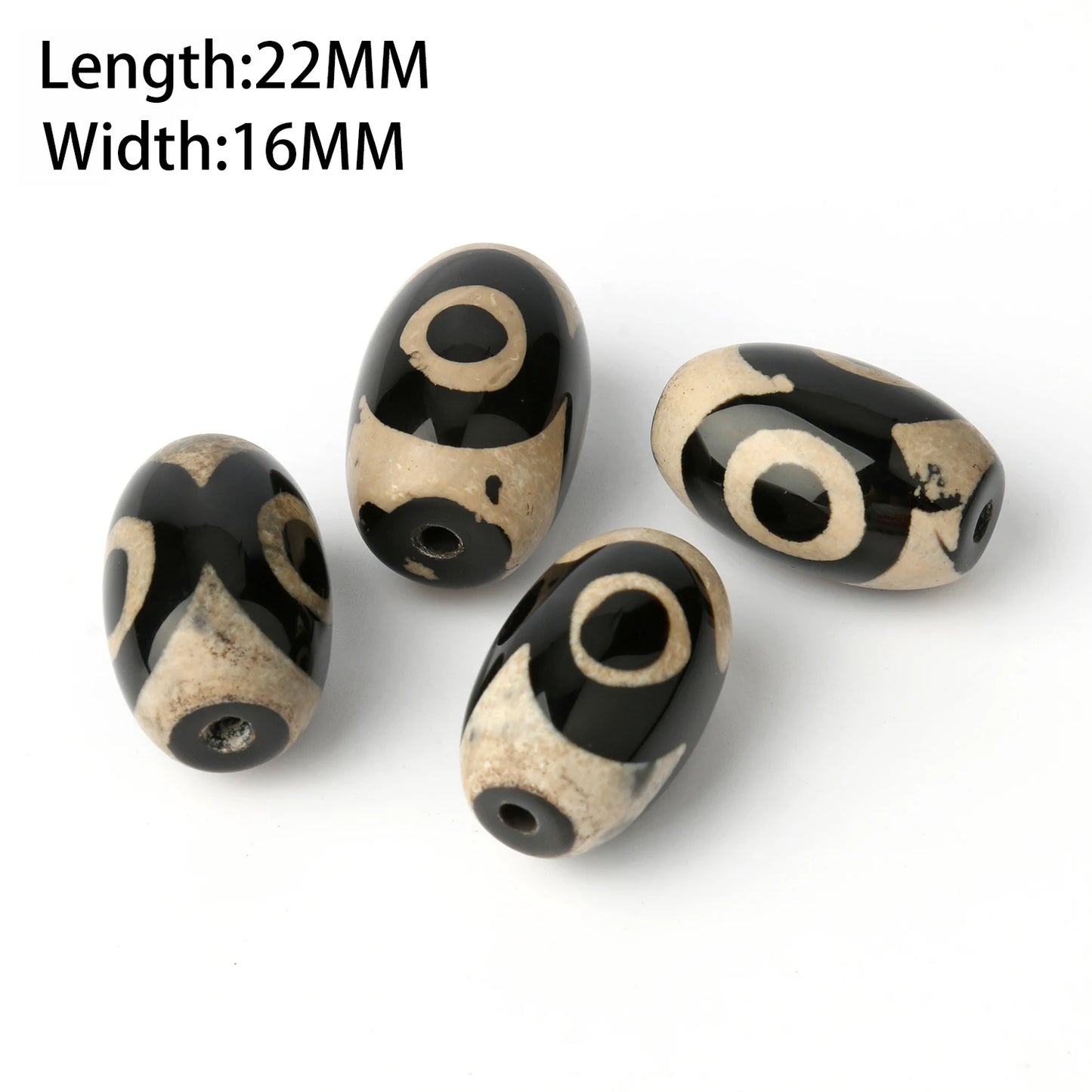 1/2pcs Prayer Mala Tibetan Mystical Dzi 3 Green Eyes Oval Beads DIY Bracelet Necklace Charms Findings For Jewelry Making 8x12mm