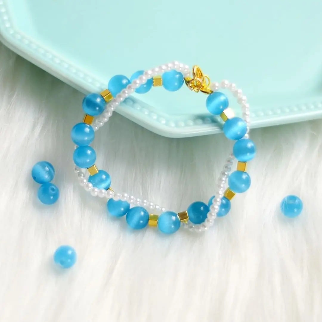 Natural Moon Stone Beads White Cat Eye Round Loose Beads 4/6/8/10/12mm Jewelry Making DIY Bracelet 15" Strand