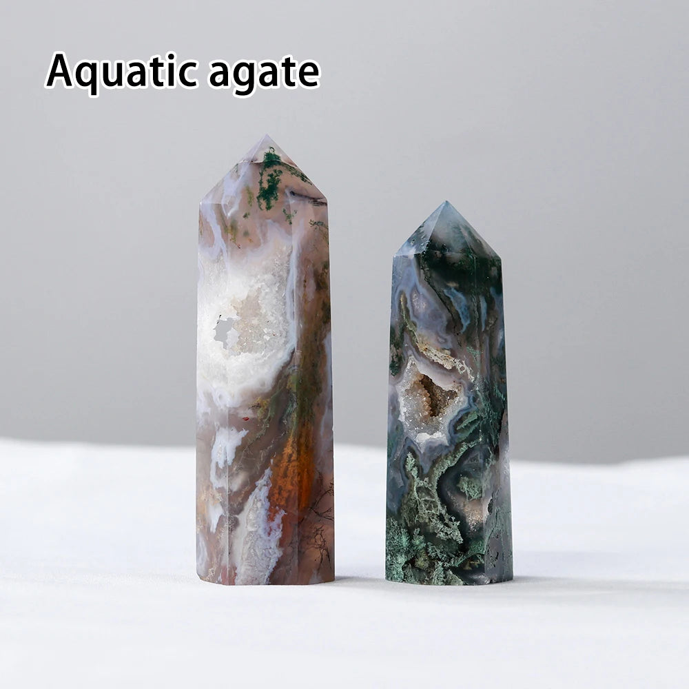 Runyangshi Crystal Point Prism Crafts Natural Stone Quartz Tower 36 Colors Energy Mineral Wand Home Decoration