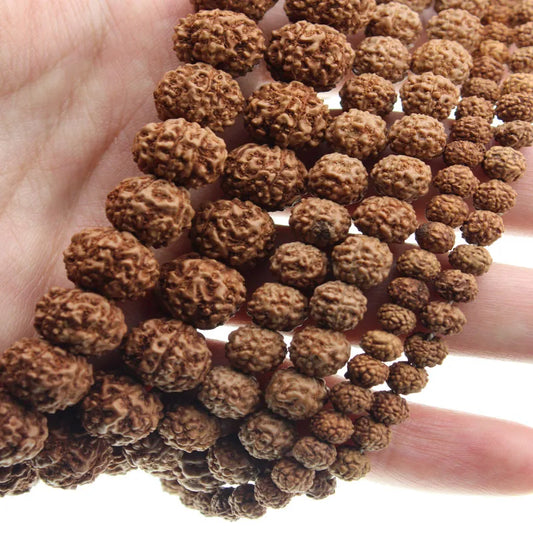 Natural Rudraksha Mala 108 Beads Wood Spacer Bead 6 8 10 12 mm Prayer Buddhist for Necklaces Jewelry Making Bracelet Accessories