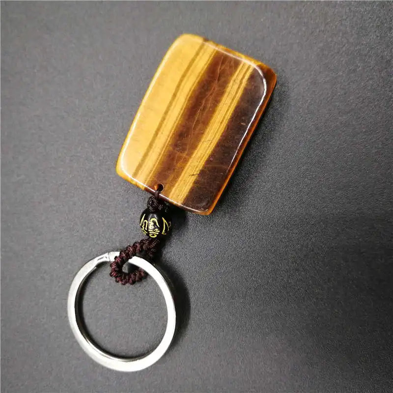Natural tiger eye pseudocrocidolite tiger KeyChain Men crystal KeyChain lucky accessories transhipped KeyChain