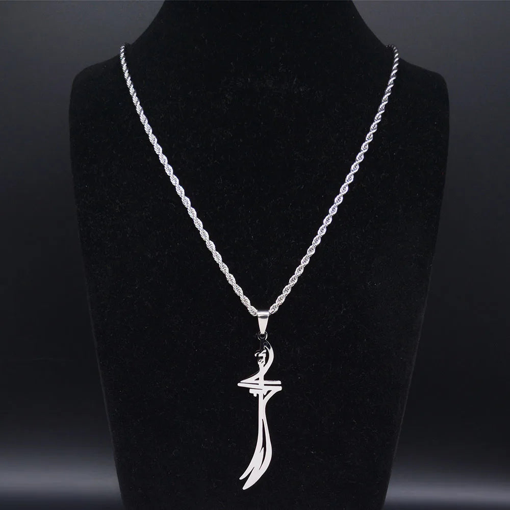 Arabic Sword Saudi Stainless Steel Islamic Muslim Zulfiqar Imam Ali Swords Necklaces for Men Islam Accessories Gift  Jewelry 656