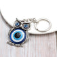 Blue Evil Eye Owl Lucky Charm Car Key Chain Protection Tassel Hanger Crystals Car Key Chain Fashion Jewelry Gift Car Accessories