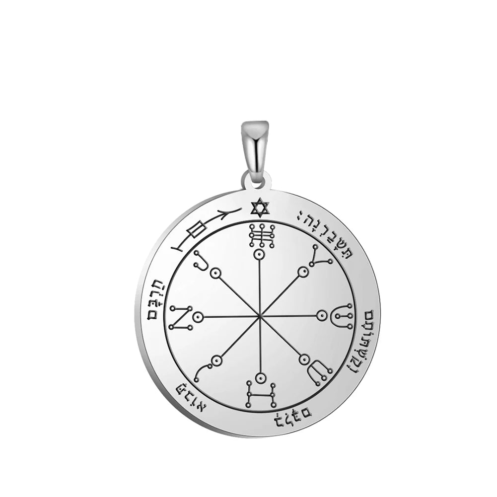 Key of Solomon Pendant for Necklace Stainless Steel Jewelry Amulet Mystical Moon Saturn Jupiter Sun Venus Mars Mercury Charms