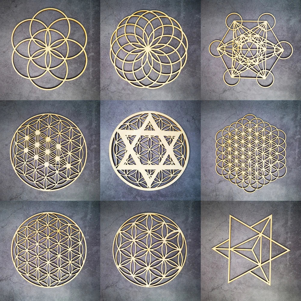 Wooden Flower Of Life Christmas Ornaments, Sacred Geometry Ornaments Home Decoration, Wood Sign Wall Art Seed of Life  Coaster