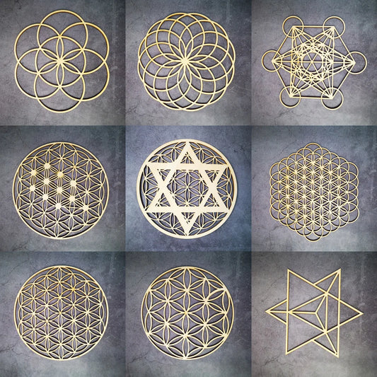 Wooden Flower Of Life Christmas Ornaments, Sacred Geometry Ornaments Home Decoration, Wood Sign Wall Art Seed of Life  Coaster