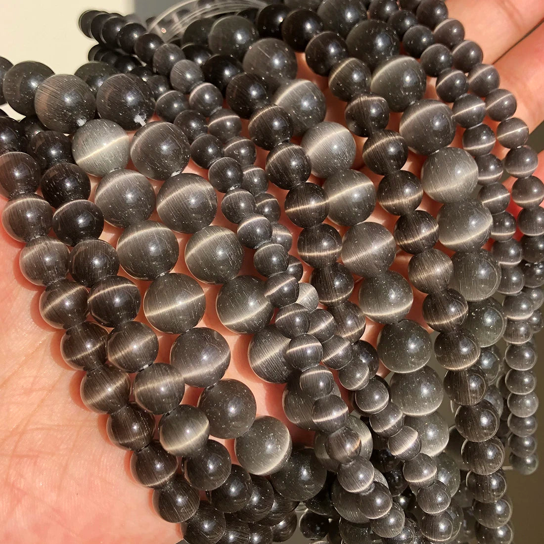 Natural Moon Stone Beads White Cat Eye Round Loose Beads 4/6/8/10/12mm Jewelry Making DIY Bracelet 15" Strand