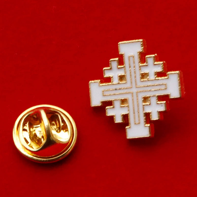 Catholic Christian Jerusalem Cross Brooch Badge religious jewelry articulos religiosos catolico church halo gifts
