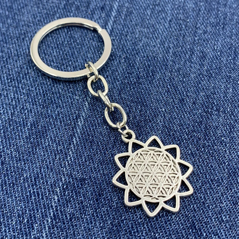 New Flower of Life Buddhist DIY Keychain Pendant Jewelry Seed of Life Sacred Geometry Jewelry Gift Ornament