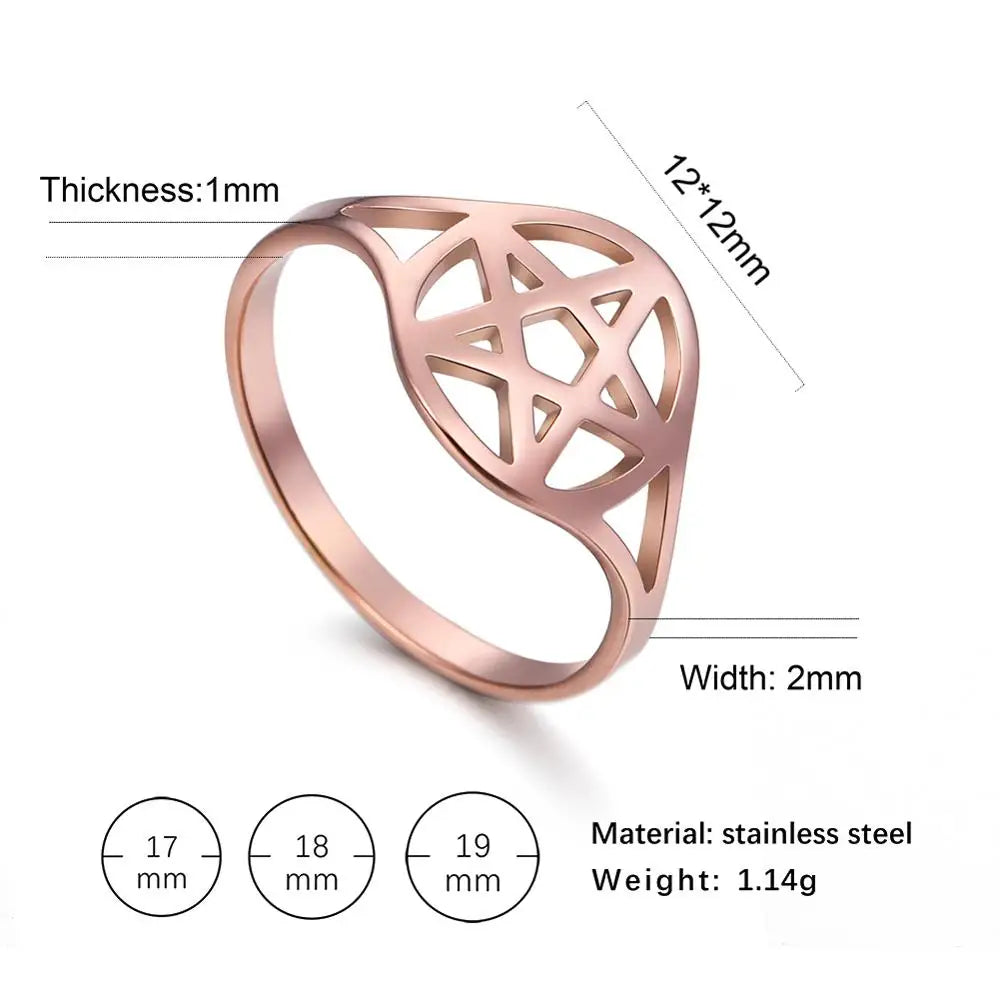 Skyrim Pentagram Hexagon Rings for Women Stainless Steel Star of David Jewish Finger Ring Religious Amulet Anniversary Jewelry