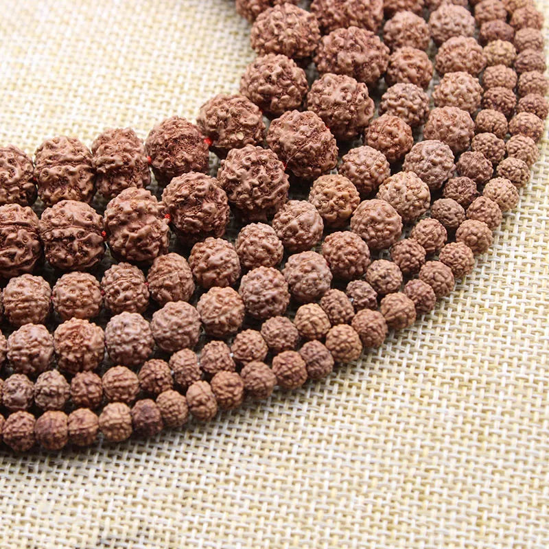 Natural Rudraksha Mala 108 Beads Wood Spacer Bead 6 8 10 12 mm Prayer Buddhist for Necklaces Jewelry Making Bracelet Accessories