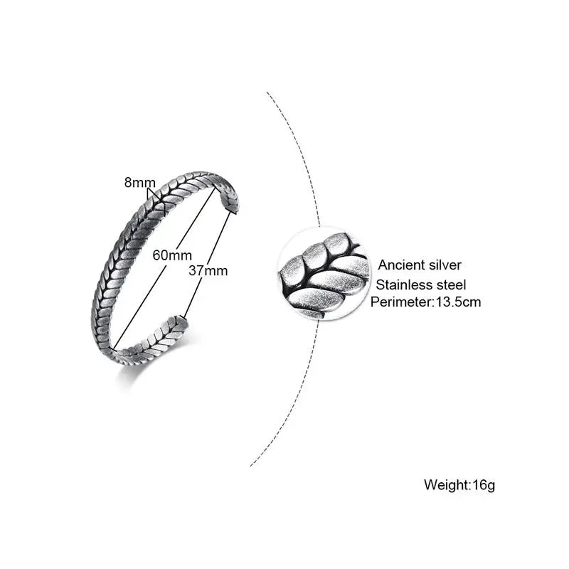 MEN TWISTED C BANGLE WITH SMALL WRIST MOBIUS BRACELET ANTIQUE SILVER COLOR STACKING CUFF BANGLE STAINLESS STEEL UNISEX JEWELRY