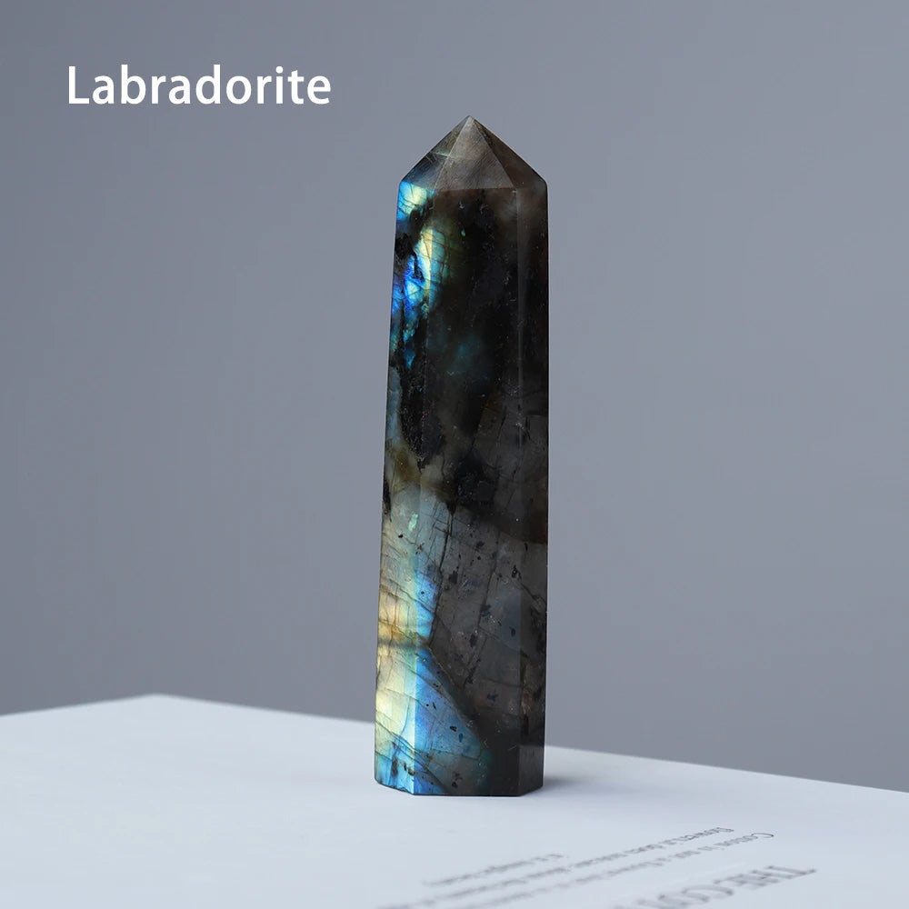 Runyangshi Crystal Point Prism Crafts Natural Stone Quartz Tower 36 Colors Energy Mineral Wand Home Decoration