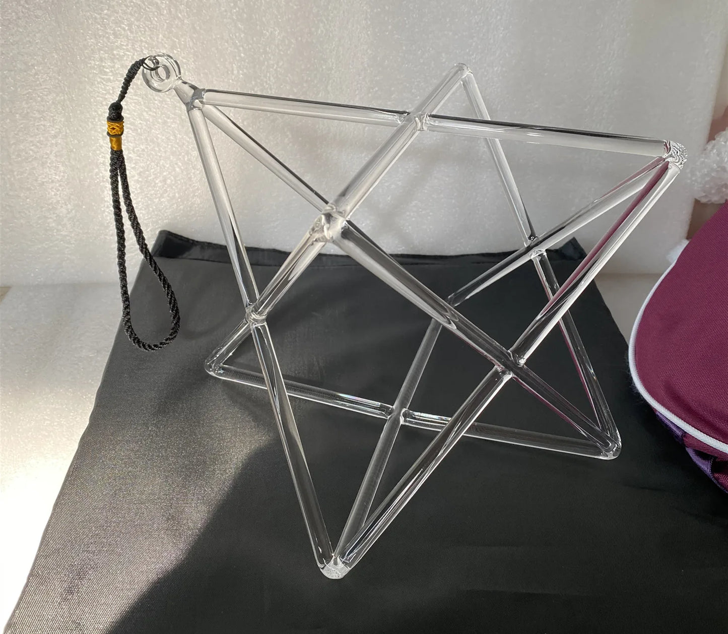 9inch clear Crystal singing Merkaba double pyramids for sound healing music therapy and chakra balancing