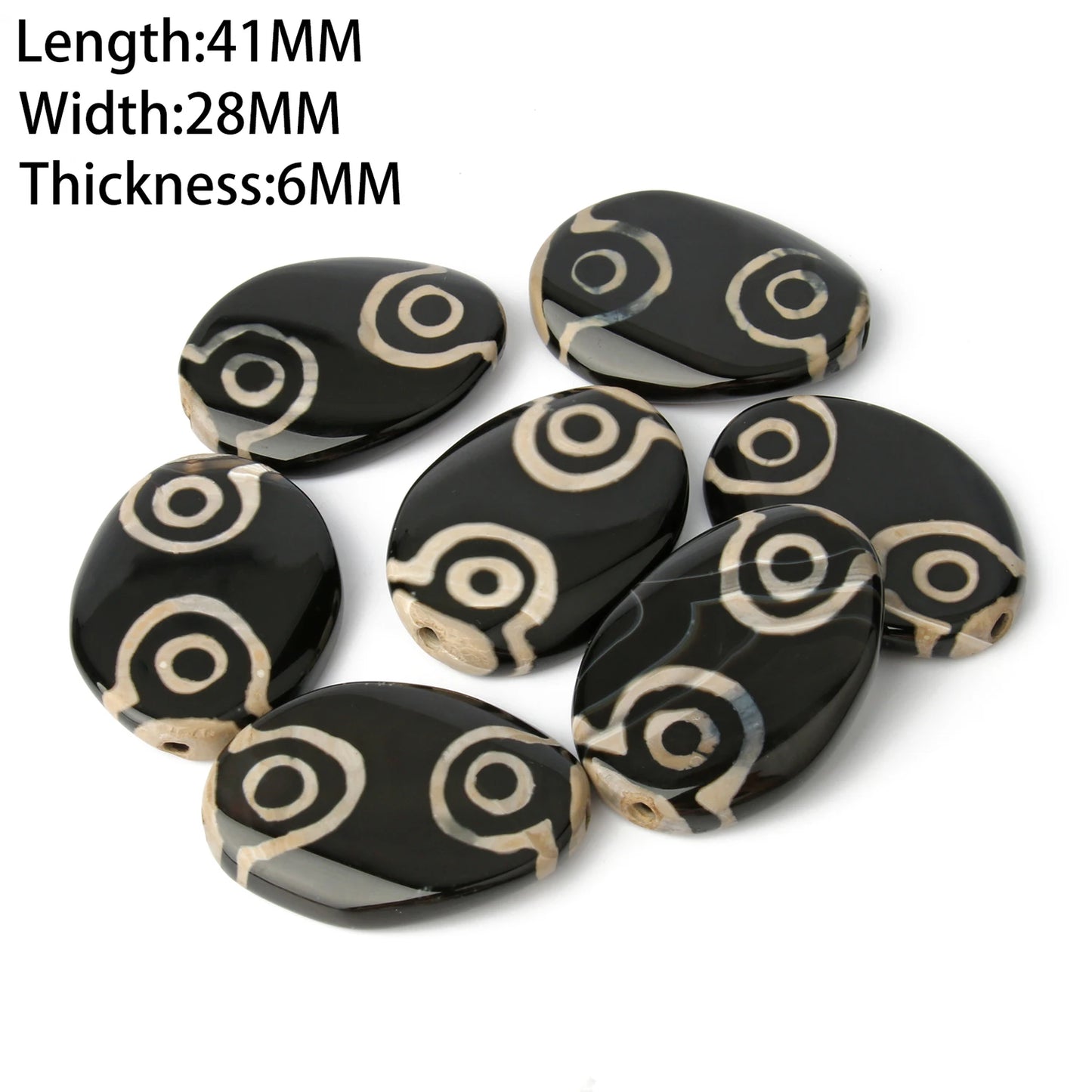 1/2pcs Prayer Mala Tibetan Mystical Dzi 3 Green Eyes Oval Beads DIY Bracelet Necklace Charms Findings For Jewelry Making 8x12mm