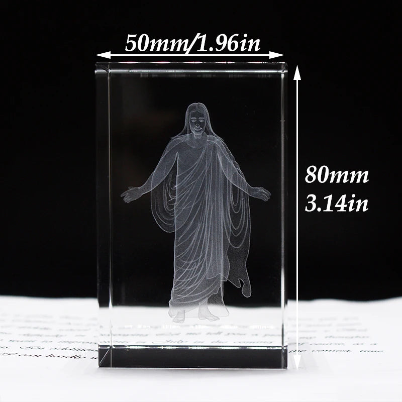 Church Souvenirs Crystal Cube Jesus 3D Quartz Crystals Laser Engraved Jesus Holy Statues Christian Decoration