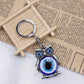 Blue Evil Eye Owl Lucky Charm Car Key Chain Protection Tassel Hanger Crystals Car Key Chain Fashion Jewelry Gift Car Accessories