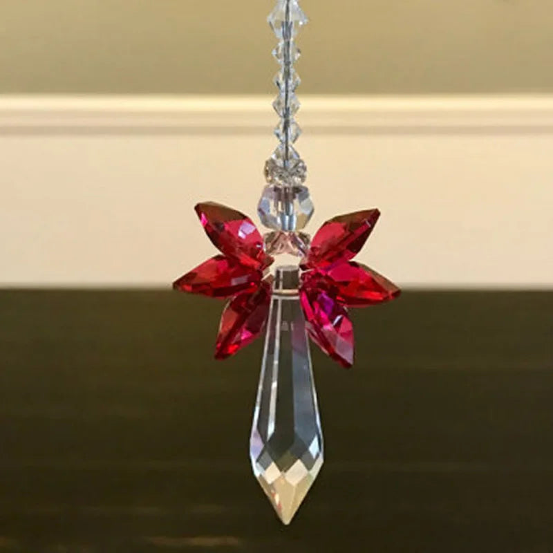 1PCS Rainbow Guardian Angel Crystal Suncatcher Hangings Crystal Glass Ornament Home Garden Decoration Porch Decor