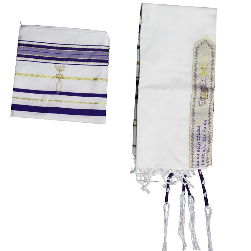 Jedaica Tallit Shawl Israel Talit scarf with Talis Bag Polyester Wraps Prayer 50x180cm