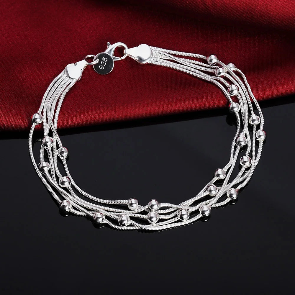 Hot Sale 925 Sterling Silver Chain Solid Bracelet for Women Mens Charm Party Gift Wedding Fashion Jewelry
