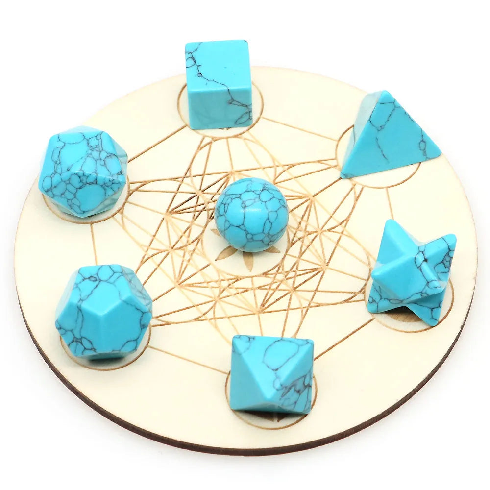 7Pcs Platonic Solid Sacred Stones Geometry Set Natural Crystals Reiki Healing Chakra Gemstones Lucky Home Decoration Gifts