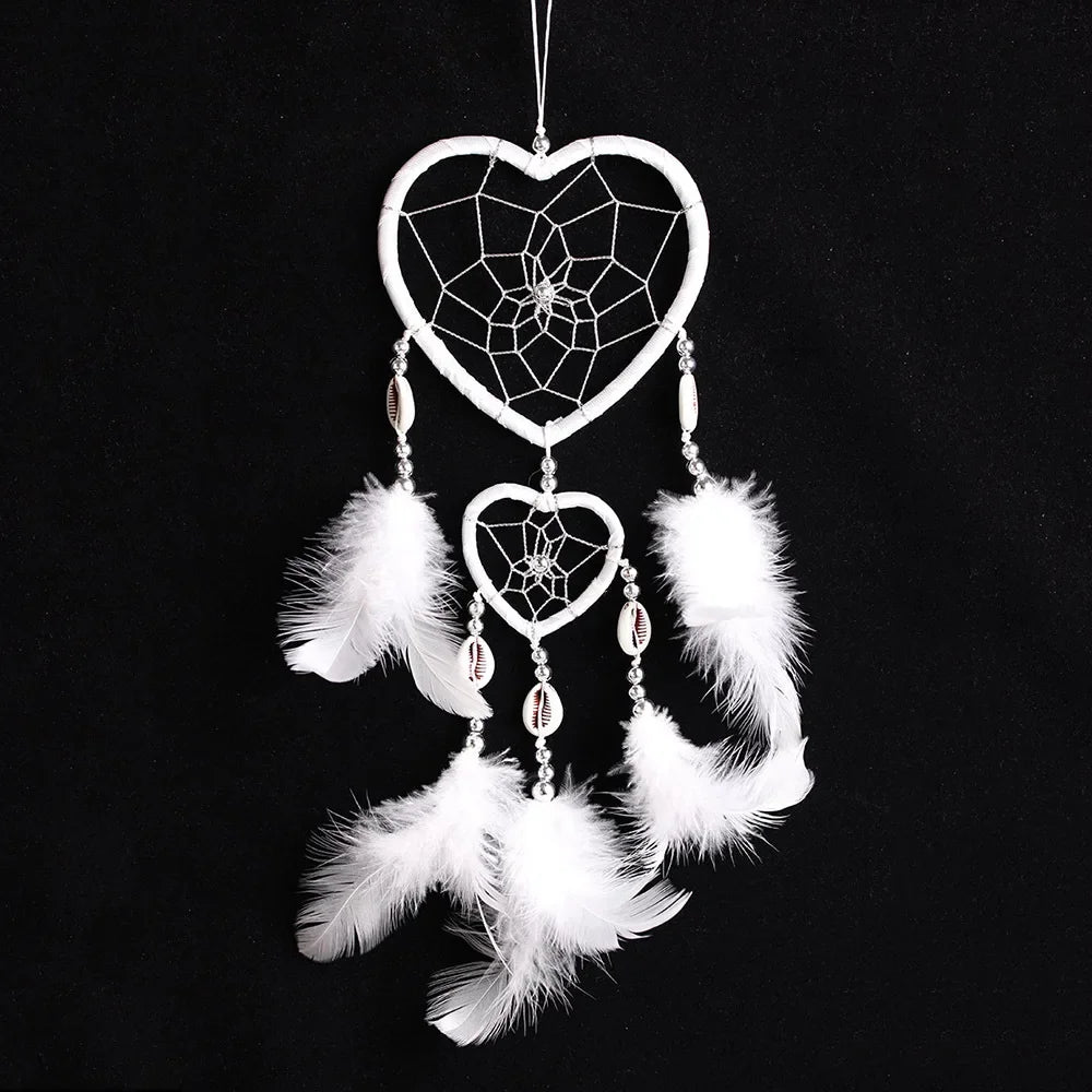 Indian Pink Purple Feather Dreamcatcher Love Wall Hanging Room Decor Handmade Aesthetic Retro Dream Catcher Wind Chime Ornament