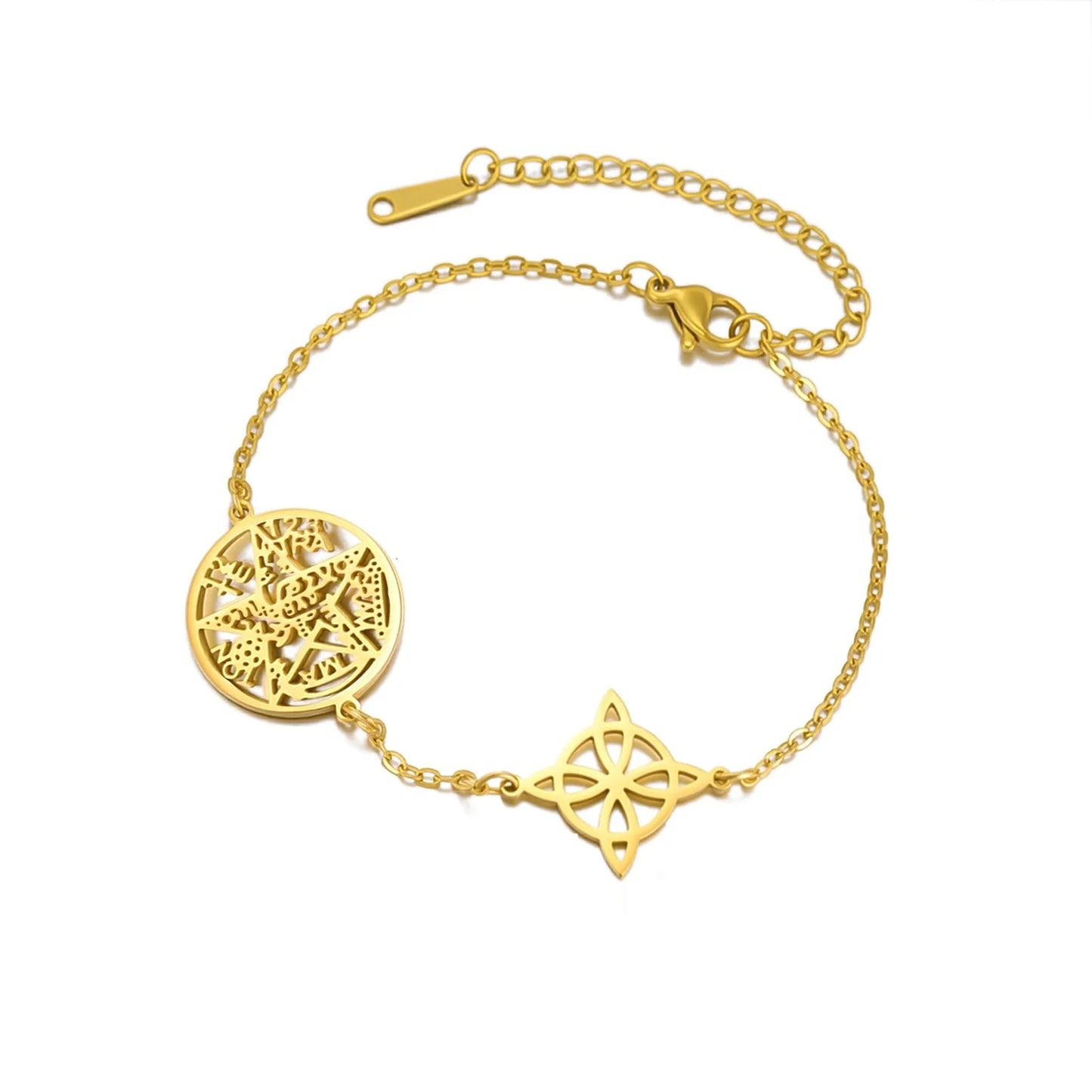 Jeshayuan Witch Knot Bracelet Jewish Hebrew Tetragrammaton Bracelet Witchcraft Pentagram Bracelet For Women Amulet Jewelry Gift
