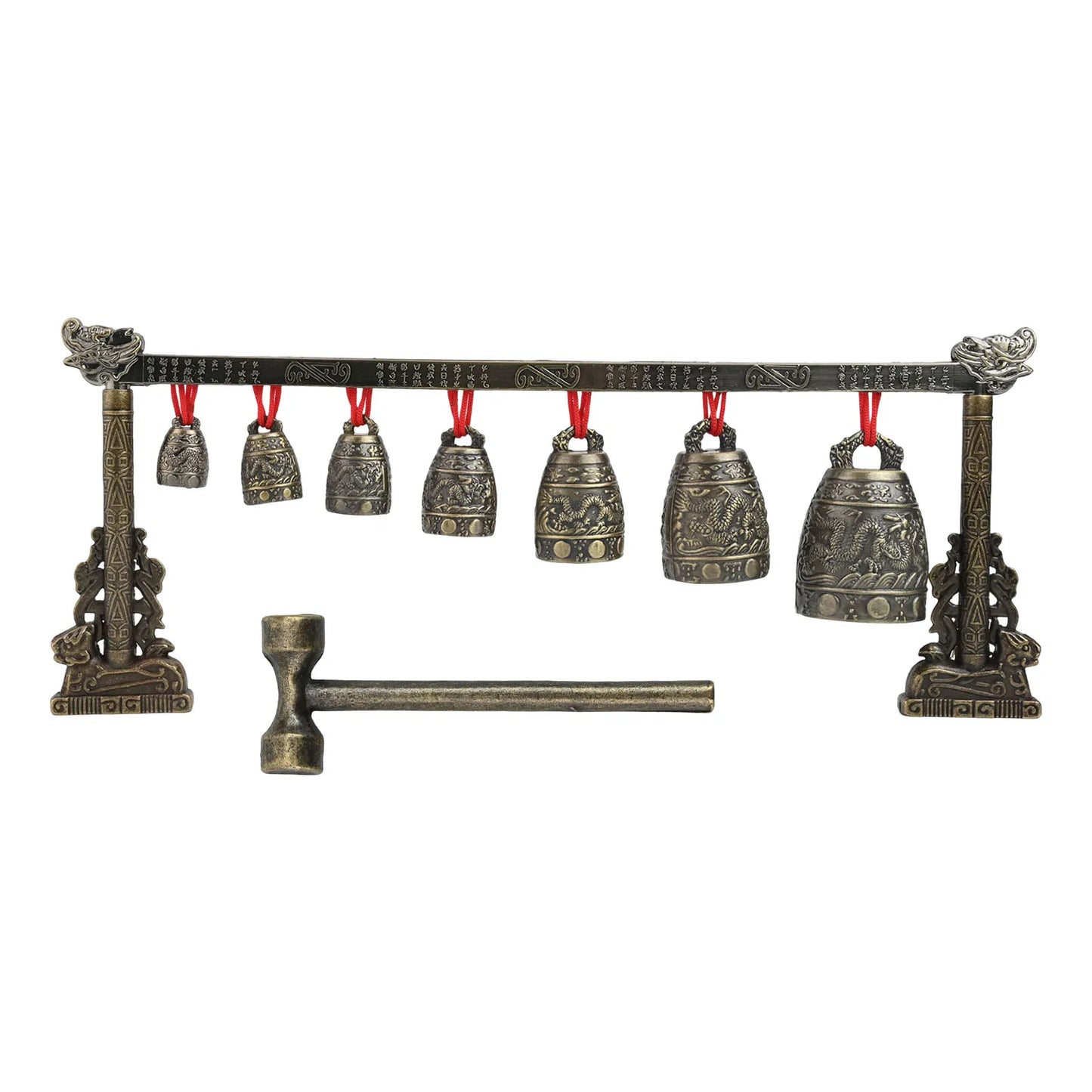 Bronze Meditation Gong With 7 Decorated Bells For Yoga Sound Healing And Relaxation Chinese Musical Percussion Instrument Set