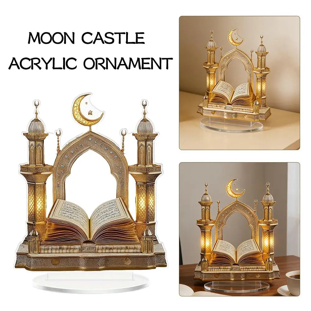 Multifunctional Exotic Architectural Ornament Exquisite Creative Desktop Accessories  Flat Home Moon Castle Acrylic Decoration
