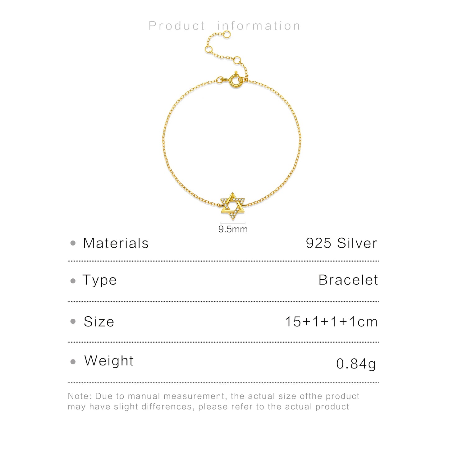 KIKICHICC Women 925 Sterling Silver CZ Zircon  Star of David Bracelet 2024 Wedding Anniversary Fine Luxury Fashion Jewelry