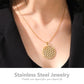 Flower of Life Sacred Geometry Necklace Stainless Steel Mandala Neck Chain Women Men Vintage Universal Spiritual Jewelry